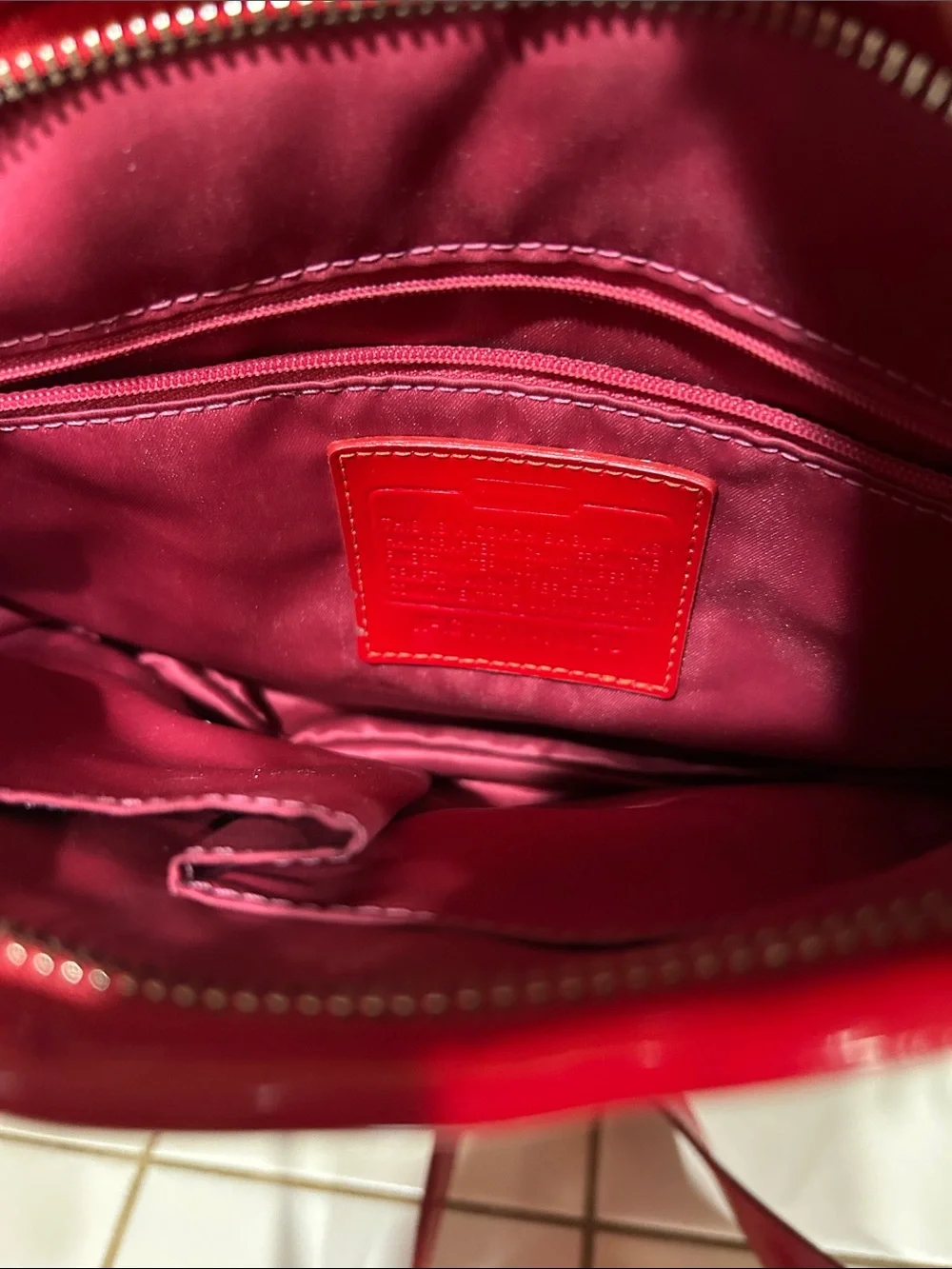 Coach Poppy Liquid Gloss Red Patent Leather Shoulder Bag